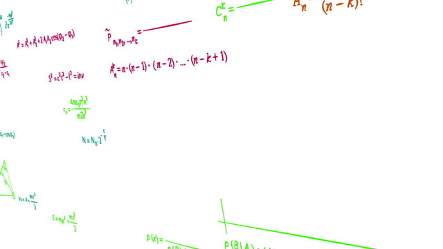multicolor math physics formulas on white panning loop