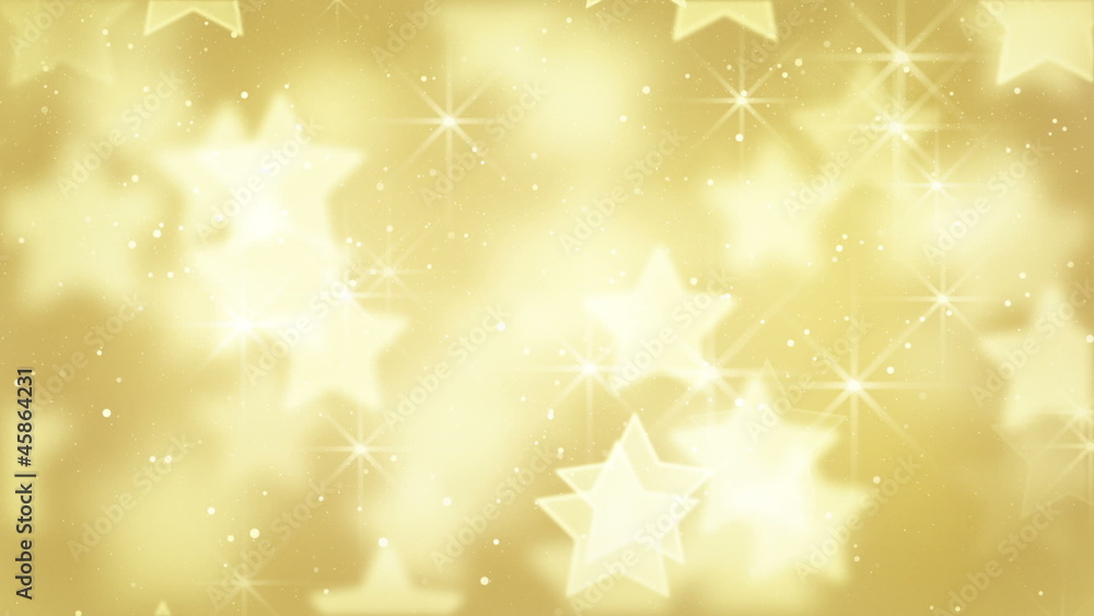 Poster gold bokeh stars and particles loop