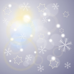 Fototapeta na wymiar Winter background with stars and snowflakes