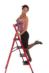 Fototapeta na wymiar Business woman on Ladder