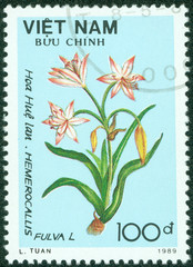 stamp printed in VIETNAM shows image of flower