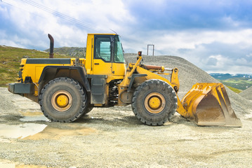 bulldozer at the gravel