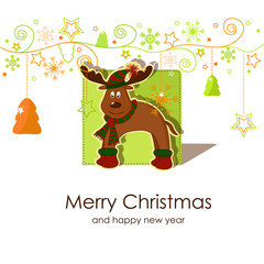 Christmas card with a fawn
