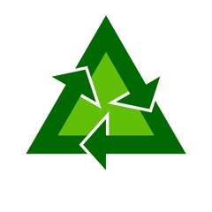 Obraz premium Green recycle icon on white background