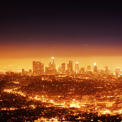 Naklejka premium Los Angeles illuminated at night