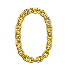 3d Gold Chain Numbers Font - 0