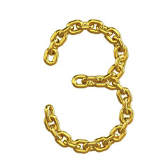 3d Gold Chain Numbers Font - 3
