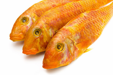 Fototapeta premium Smoked mullet on a white background