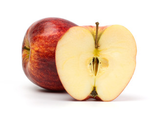 Cut red apples isolated on white background