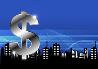 money with city illustration