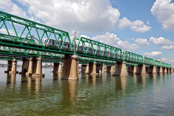 View of Hangang railway bridge with train