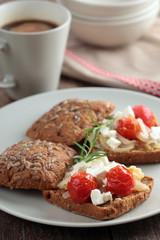 Sandwiches with feta and vegetables