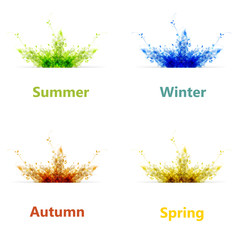 Set of four color season vector background or card