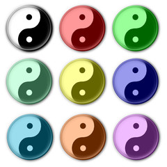 Bunte Ying Yang Symbole