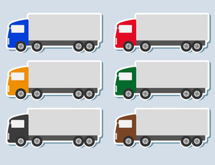 set of stickers with truck silhouette