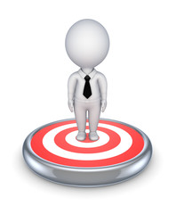 3d small person in the cener of dartboard.