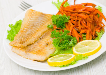 fried fish fillet with vegetables