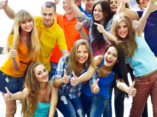 Obraz premium Group people isolated thumb up.