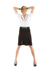 Fototapeta premium junge blonde frau im business outfit