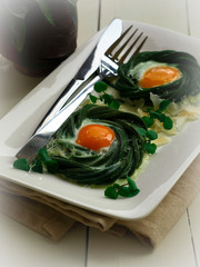 Green Beans And Baked Eggs
