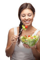 healthy woman with salad