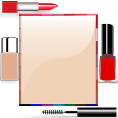background for a message tone cream lipstick mascara nail polish
