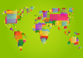 Obraz premium World map made of colorful speech bubbles concept illustration b