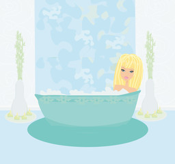 pretty girl enjoying elegant spa