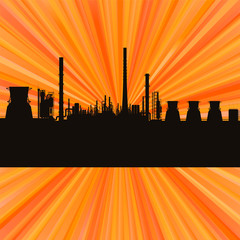 Oil refinery station background vector