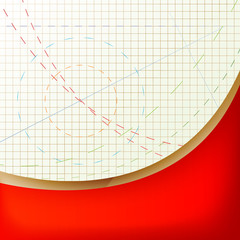 Red vector background squared paper