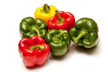 Bell peppers isolated on a white studio background.
