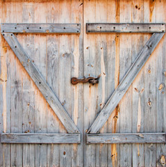 detail of wooden barn door