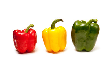 Bell peppers isolated on a white studio background.