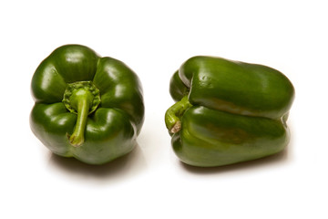 Bell peppers on a white studio background.