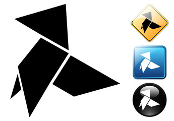 Paper bird pictogram and icons