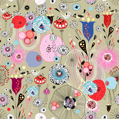 Fototapeta premium floral and abstract texture with birds