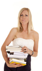 woman books funny smile