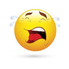 Smiley Emoticons Face Vector - Crying Expression