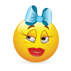 Smiley Emoticons Face Vector - Romantic Girl  Expression