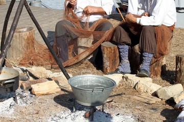 Ramendage de filets de pêche
