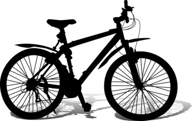 Silhouette of a sport bicycle on a white background