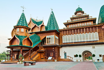 Fototapeta na wymiar A modern reconstruction of the Wooden palace