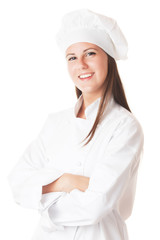 Girl in chef uniform