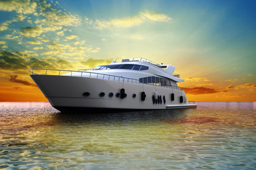 luxury yacht - obrazy, fototapety, plakaty