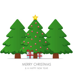 christmas tree and gifts white background
