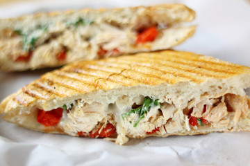 Delicious chicken panini sandwich.