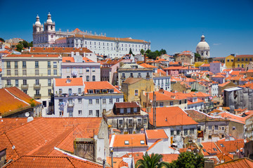 Fototapeta na wymiar Piękny widok z Lizbony starego miasta, w Portugalii