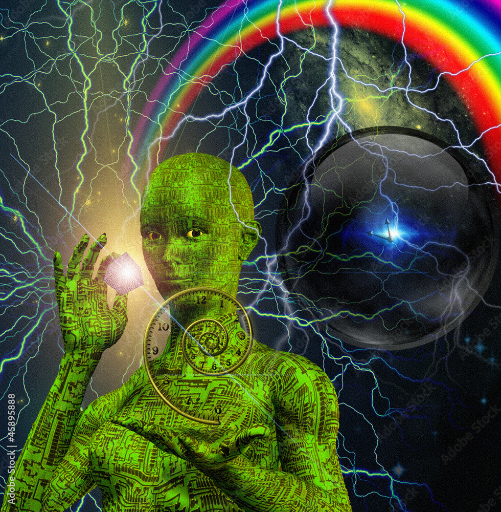 Poster sci fi scene with android