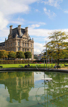 Reflection Of Palace In Tuileries Garden