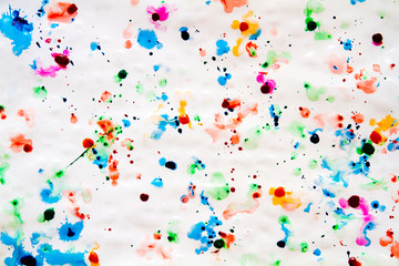 Drops of paint eroded by water
